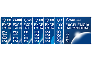 Selo Excelência em Franchising: são 6 anos consecutivos recebendo essa chancela tão importante da ABF.
