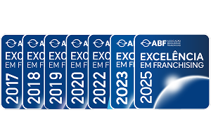 Selo Excelência em Franchising: são 6 anos consecutivos recebendo essa chancela tão importante da ABF.